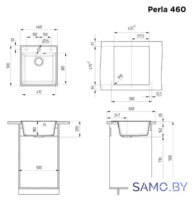 Кухонная мойка MAUNFELD Perla 460 MFQS-460LGR - Изображение №3 — Интернет-магазин samo.by