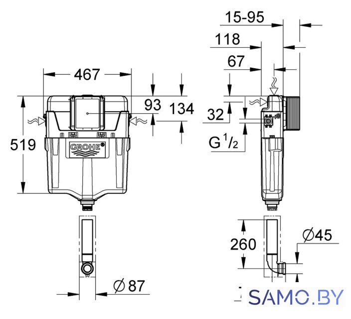 Инсталляция для унитаза Grohe GD 2 [38661000] - Изображение №2 — Интернет-магазин samo.by