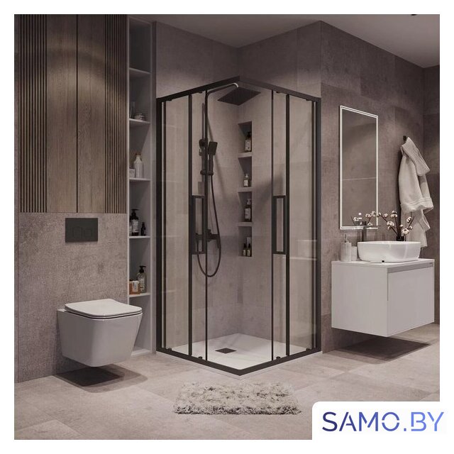 Душевой уголок Grossman Cosmo 100x100x195 300.K33.02.1010.21.00 (черный матовый/прозрачное стекло) - Изображение №8 — Интернет-магазин samo.by