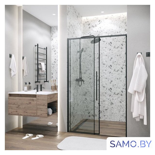 Душевая дверь Grossman Galaxy 140x195 100.K33.01.140.21.00 (черный матовый/стекло прозрачное) - Изображение №9 — Интернет-магазин samo.by