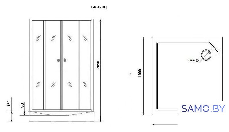 Душевая кабина Grossman GR170QR 100x100 - Изображение №4 — Интернет-магазин samo.by