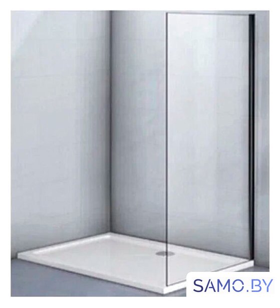 Душевая стенка Veconi 80x195 KP12B-80-01-C7 (стекло прозрачное/черный) - Изображение №1 — Интернет-магазин samo.by