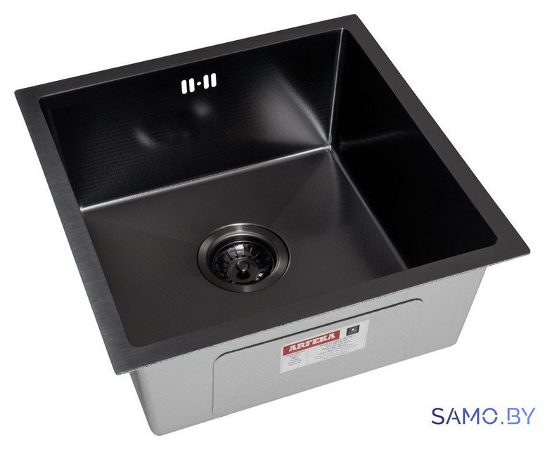 Кухонная мойка ARFEKA ECO AR 450*450 BLACK PVD NANO DECOR - Изображение №1 — Интернет-магазин samo.by