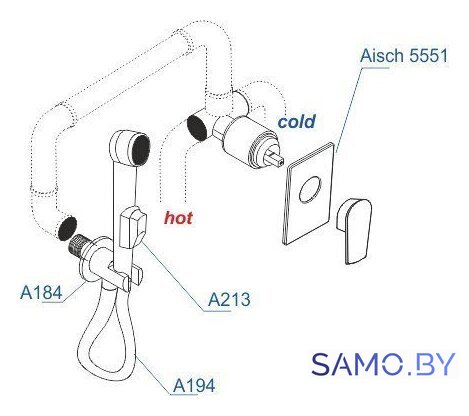 Гигиенический душ Wasserkraft A55094 - Изображение №2 — Интернет-магазин samo.by