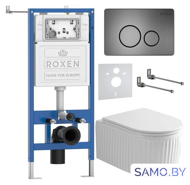 Унитаз подвесной Roxen Royal Matt в комплекте с инсталляцией StounFix Dual Fresh 6 в 1 968283 (кнопка: оружейная сталь) - Изображение №2 — Интернет-магазин samo.by