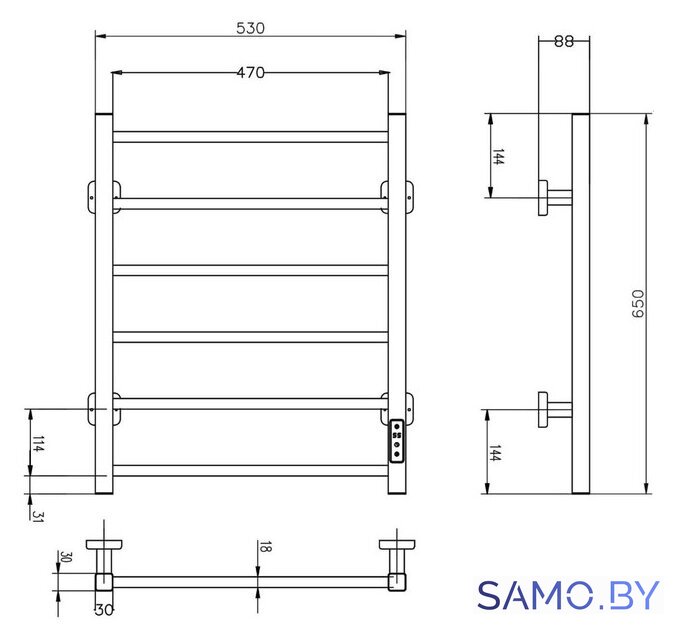Полотенцесушитель Roxen Square BK-109S-6T 11050-5365C (хром) - Изображение №6 — Интернет-магазин samo.by