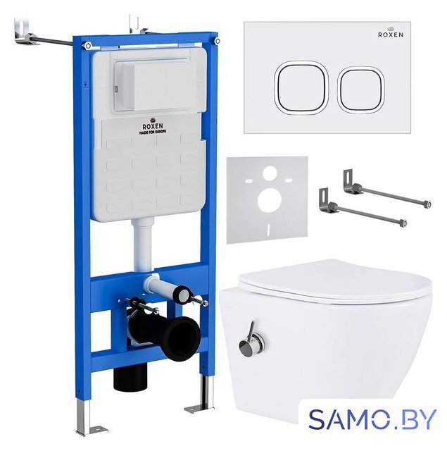 Унитаз подвесной Roxen Antares Bidet в комплекте с инсталляцией StounFix Dual Fresh 6 в 1 934445 (кнопка: белый глянец) - Изображение №1 — Интернет-магазин samo.by
