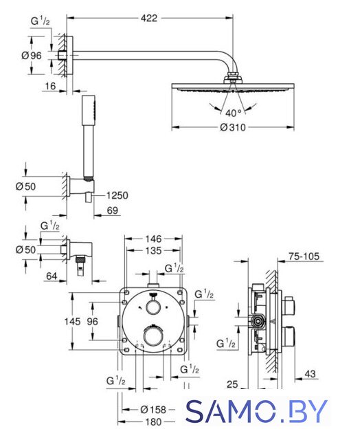 Душевая система  Grohe Grohtherm 34731000 - Изображение №2 — Интернет-магазин samo.by