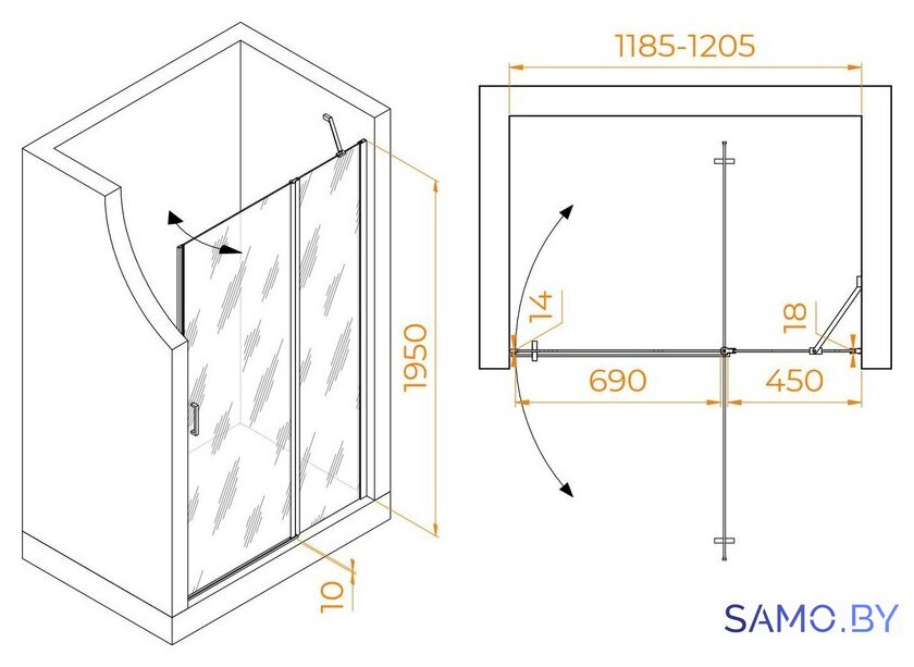 Душевая дверь RGW LE-004 351200412-21 - Изображение №4 — Интернет-магазин samo.by