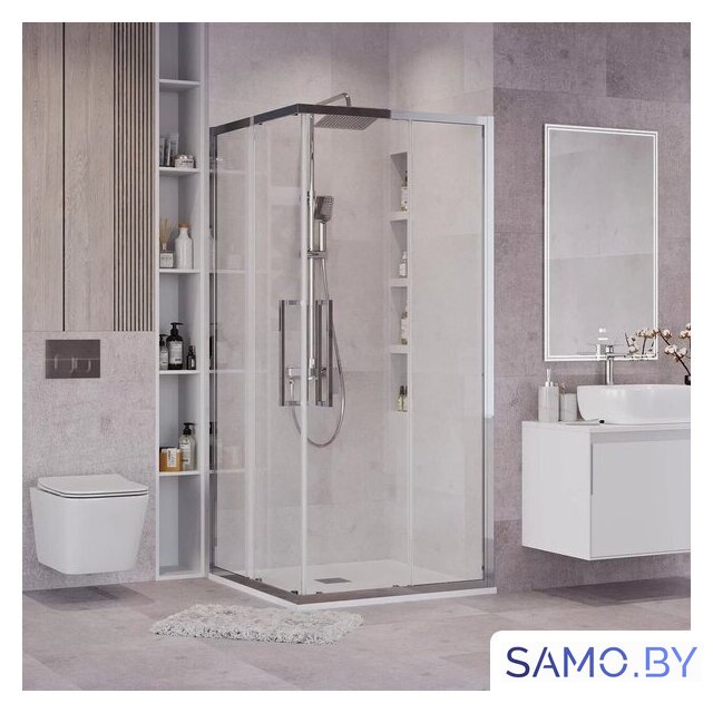 Душевой уголок Grossman Cosmo 100x100x195 300.K33.02.1010.10.00 (хром/прозрачное стекло) - Изображение №8 — Интернет-магазин samo.by