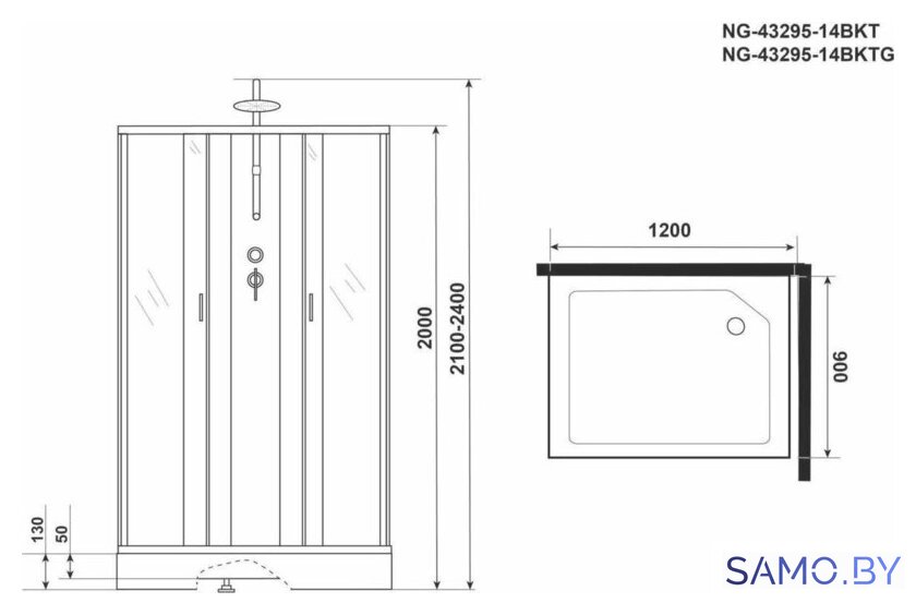 Душевая кабина Niagara NG-43295-14QBKT 120x90 - Изображение №5 — Интернет-магазин samo.by