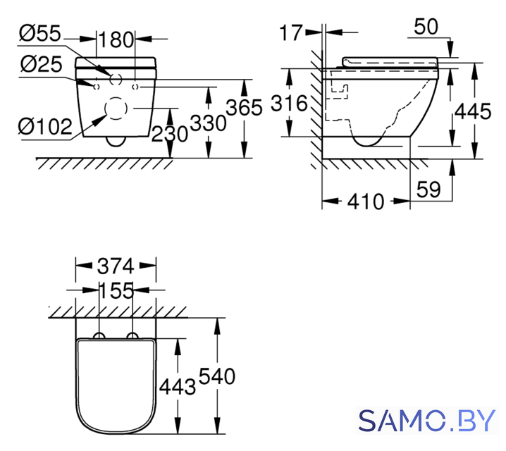 Унитаз подвесной Grohe Euro 39554000 - Изображение №2 — Интернет-магазин samo.by