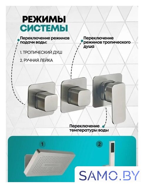 Душевая система  Grocenberg GB5030 (никель) - Изображение №5 — Интернет-магазин samo.by