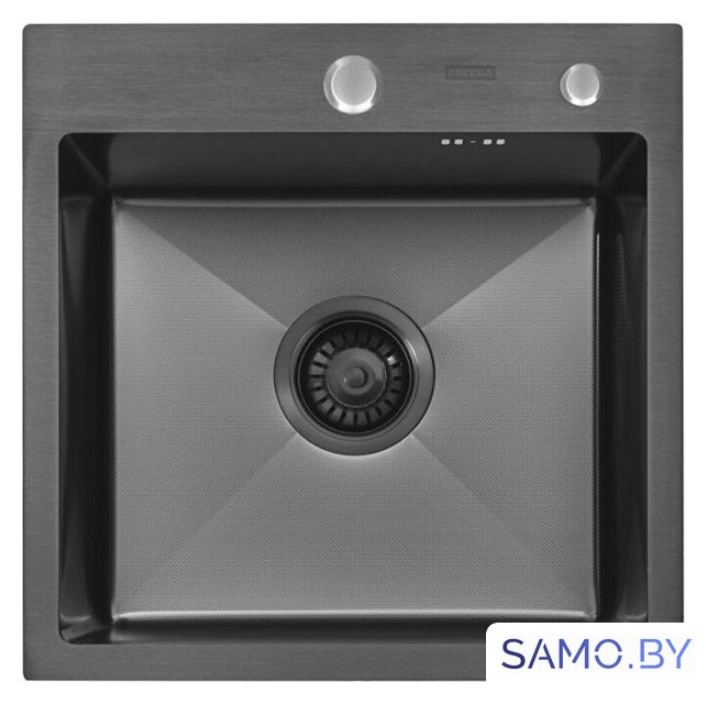 Кухонная мойка ARFEKA ECO AR 450*450 BLACK PVD NANO DECOR MILLET GRAINS (настольная) - Изображение №2 — Интернет-магазин samo.by