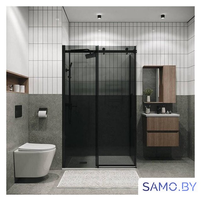 Душевой уголок Grossman Classic 100x90x195 120.K33.04.1090.21.10 (черный матовый/тонированно стекло) - Изображение №5 — Интернет-магазин samo.by
