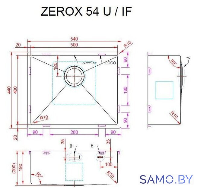 Кухонная мойка ZorG Zerox 54 U / IF Steel - Изображение №4 — Интернет-магазин samo.by