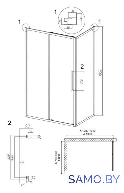 Душевой уголок Grossman Cosmo 130x80x195 120.K33.02.1380.21.02 (черный матовый/стекло шиншилла) - Изображение №10 — Интернет-магазин samo.by
