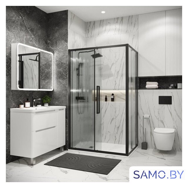 Душевой уголок Grossman Cosmo 130x80x195 120.K33.02.1380.21.02 (черный матовый/стекло шиншилла) - Изображение №8 — Интернет-магазин samo.by