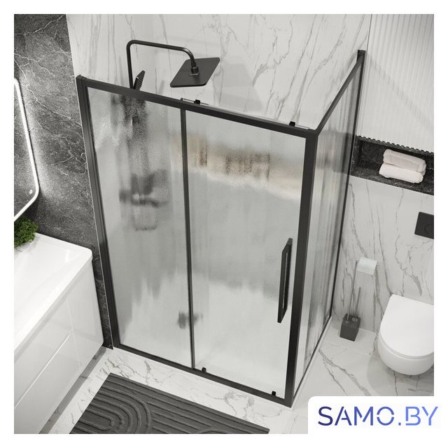 Душевой уголок Grossman Cosmo 130x80x195 120.K33.02.1380.21.02 (черный матовый/стекло шиншилла) - Изображение №9 — Интернет-магазин samo.by