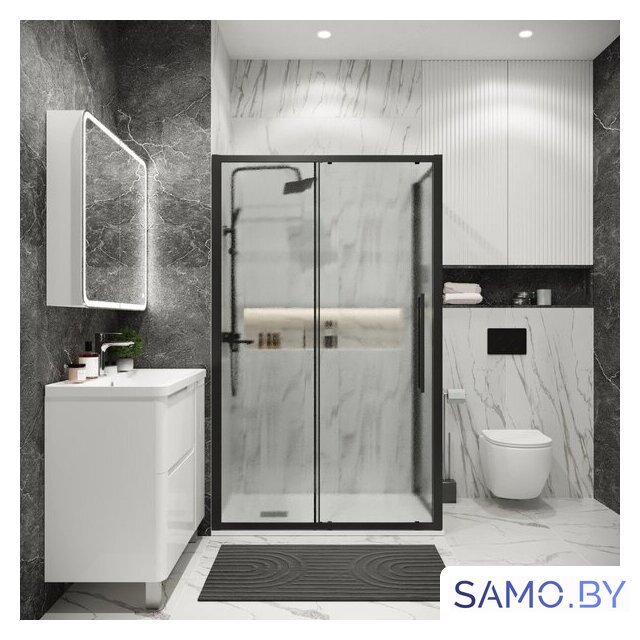 Душевой уголок Grossman Cosmo 130x80x195 120.K33.02.1380.21.02 (черный матовый/стекло шиншилла) - Изображение №7 — Интернет-магазин samo.by