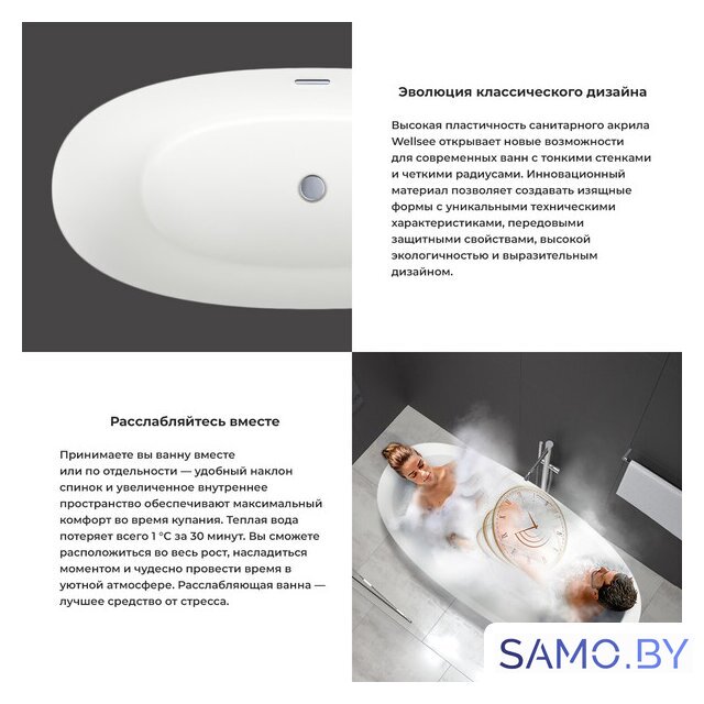 Ванна Wellsee Éclatant 159x74 231301002 (отдельностоящая ванна белый глянец, экран, ножки, сифон-автомат глянцевый белый) - Изображение №5 — Интернет-магазин samo.by