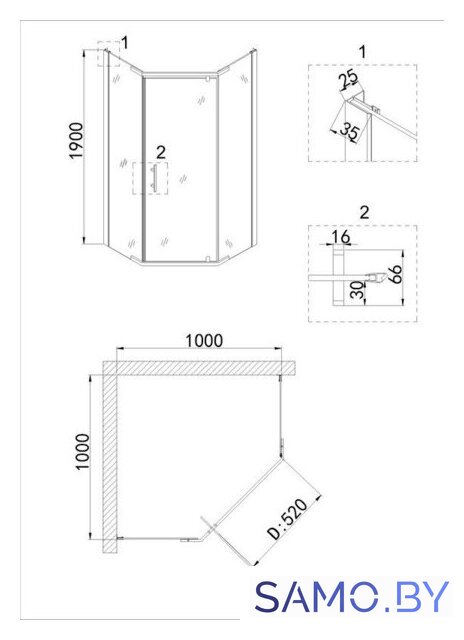 Душевой уголок Niagara NG-6434-08 100x100x190 - Изображение №3 — Интернет-магазин samo.by