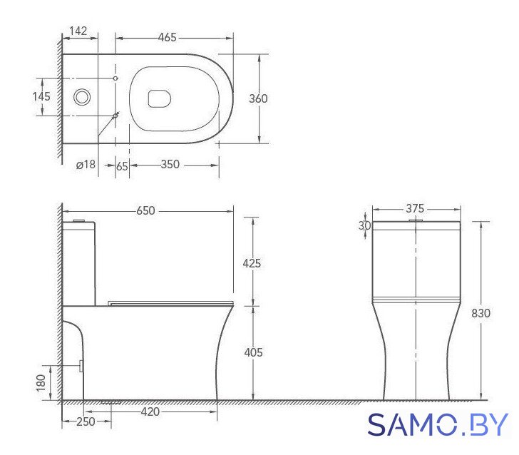 Унитаз напольный SantiLine SL-5010 - Изображение №2 — Интернет-магазин samo.by