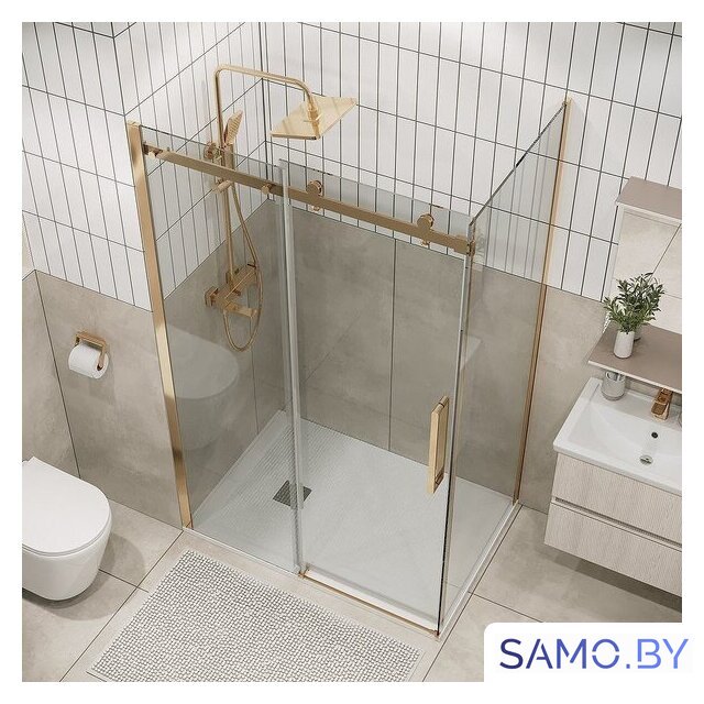 Душевой уголок Grossman Classic 100x90x195 120.K33.04.1090.32.00 (золото сатин/стекло прозрачное) - Изображение №4 — Интернет-магазин samo.by