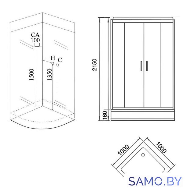 Душевая кабина Grossman GR241 100x100 - Изображение №3 — Интернет-магазин samo.by