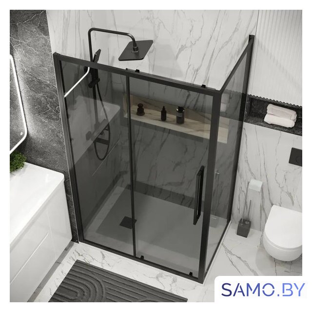 Душевой уголок Grossman Cosmo 110x100x195 120.K33.02.1110.21.10 (черный матовый/стекло тонированное) - Изображение №9 — Интернет-магазин samo.by
