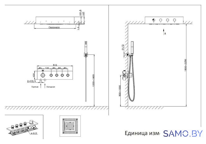 Душевая система  Altrobagno Metropoli 040403 Cr - Изображение №3 — Интернет-магазин samo.by
