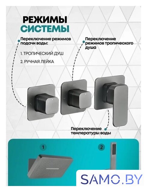 Душевая система  Grocenberg GB5030 (графит) - Изображение №5 — Интернет-магазин samo.by