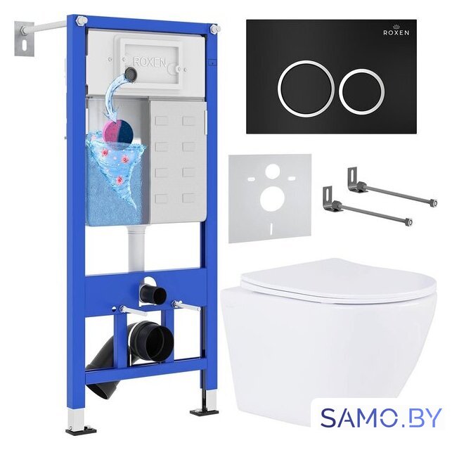 Унитаз подвесной Roxen Antares One Rimless 6 в 1 StounFix Dual Fresh 506406 (кнопка: черный матовый) - Изображение №1 — Интернет-магазин samo.by