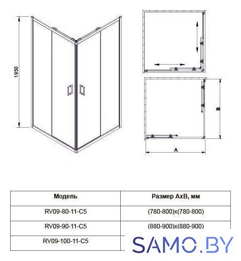 Душевой уголок Veconi RV-09 RV09-100-01-C7 - Изображение №2 — Интернет-магазин samo.by