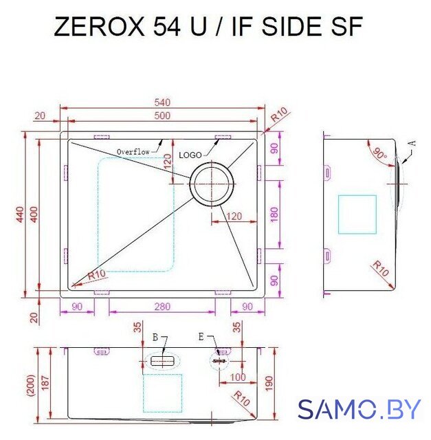 Кухонная мойка ZorG Zerox 54 U / IF Side SF PVD Gunblack - Изображение №4 — Интернет-магазин samo.by