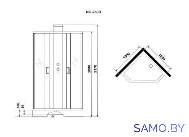 Душевая кабина Grossman GR250D 100x100 - Изображение №5 — Интернет-магазин samo.by