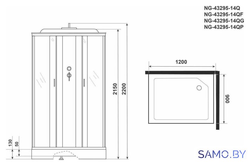 Душевая кабина Niagara NG-43295-14QG 120x90 - Изображение №4 — Интернет-магазин samo.by
