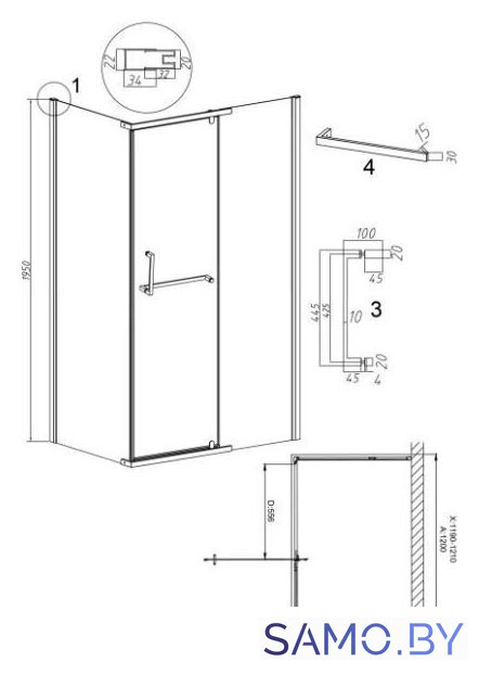 Душевой уголок Grossman Pragma 120x80x195 120.K33.03.1280.32.00 (золото сатин/прозрачное стекло) - Изображение №11 — Интернет-магазин samo.by