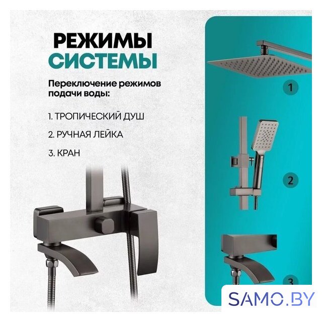 Душевая система  Grocenberg GB7007-1 (графит) - Изображение №7 — Интернет-магазин samo.by