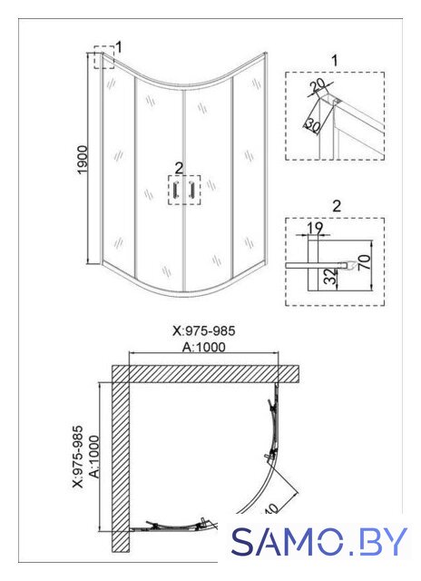 Душевой уголок Niagara NG-6407-08 100x100x190 - Изображение №4 — Интернет-магазин samo.by
