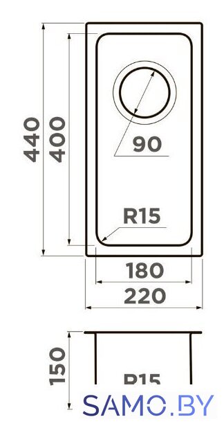 Кухонная мойка Omoikiri Tadzava 22-U/I Ultra 15 IN (нержавеющая сталь) - Изображение №2 — Интернет-магазин samo.by