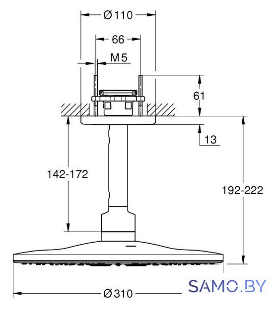 Верхний душ Grohe Rainshower 310 Smartactive 26477000 - Изображение №2 — Интернет-магазин samo.by