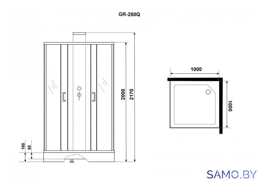 Душевая кабина Grossman GR250Q 100x100 - Изображение №5 — Интернет-магазин samo.by
