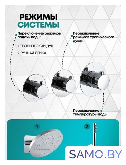 Душевая система  Grocenberg GB5020 с термостатом (хром) - Изображение №5 — Интернет-магазин samo.by