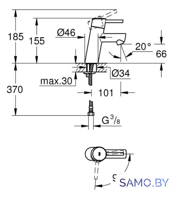 Смеситель Grohe Concetto S-Size 2338510E - Изображение №2 — Интернет-магазин samo.by