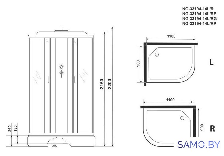 Душевая кабина Niagara NG-33194-14LG 110x90 - Изображение №4 — Интернет-магазин samo.by