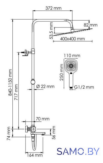 Душевая система  Wasserkraft A199.119.065.087.CH Thermo - Изображение №3 — Интернет-магазин samo.by