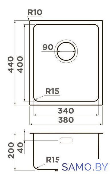 Кухонная мойка Omoikiri Tadzava 38-U/I Ultra 15 IN (нержавеющая сталь) - Изображение №2 — Интернет-магазин samo.by