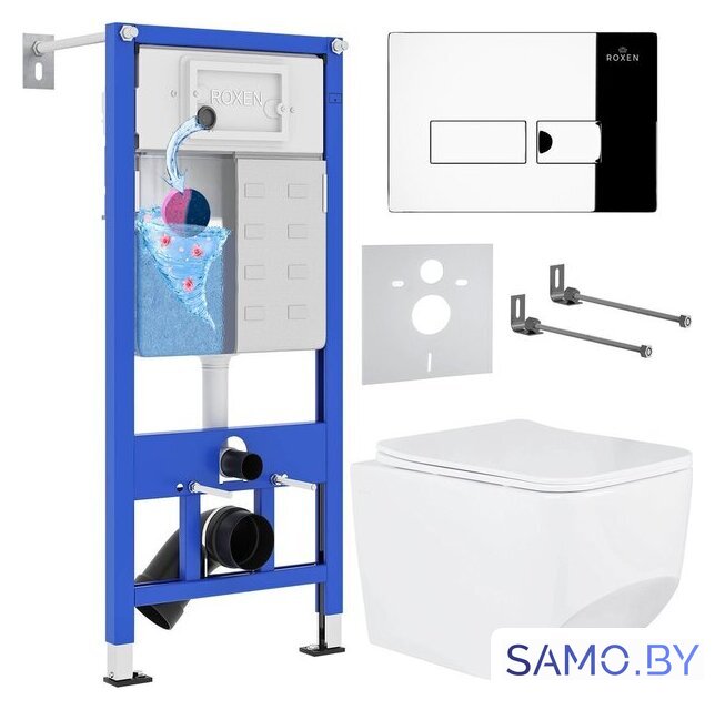 Унитаз подвесной Roxen BOro One Rimless 6 в 1 StounFix Dual Fresh 594218 (кнопка: хром) - Изображение №1 — Интернет-магазин samo.by