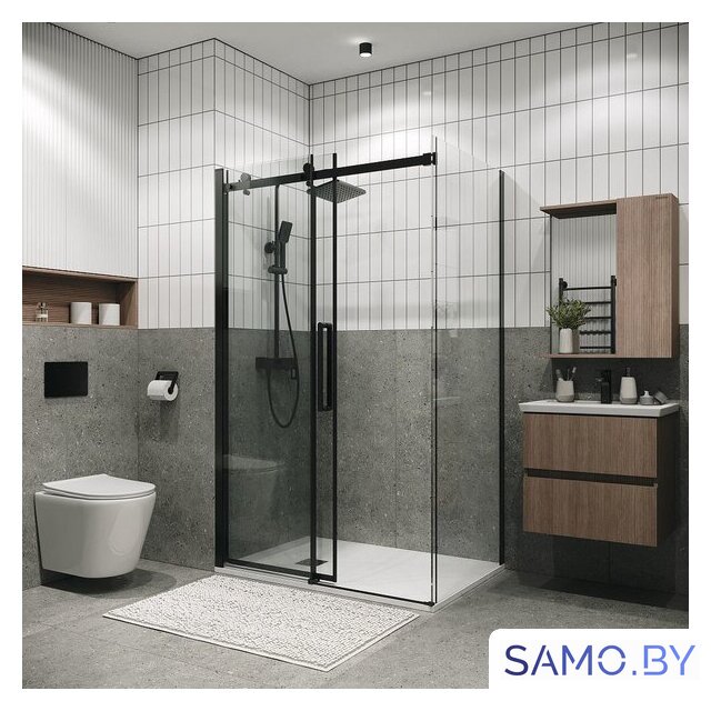 Душевой уголок Grossman Classic 110x90x195 120.K33.04.1190.21.00 (черный матовый/стекло прозрачное) - Изображение №4 — Интернет-магазин samo.by